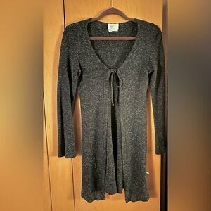 IZ Byer Y2K Charcoal Open Front Duster with Tie Closure - Jr Size Medium